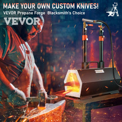 VEVOR Propane Forge Portable, Double Burner Tool and Knife Making, Large Capacity Blacksmith Farrier Forges, Mini