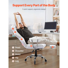 VEVOR Reclining Office Chair with Footrest, Heavy Duty PU Leather Wide Office Chair, Big and Tall Executive Office