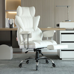 VEVOR Reclining Office Chair with Footrest, Heavy Duty PU Leather Wide Office Chair, Big and Tall Executive Office