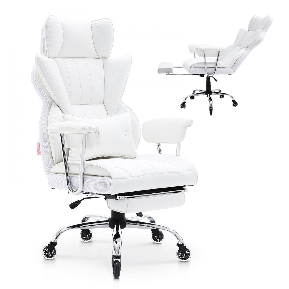 VEVOR Reclining Office Chair with Footrest, Heavy Duty PU Leather Wide Office Chair, Big and Tall Executive Office