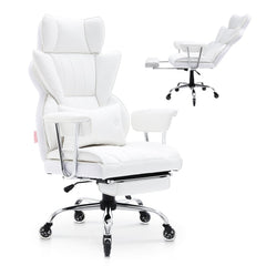 VEVOR Reclining Office Chair with Footrest, Heavy Duty PU Leather Wide Office Chair, Big and Tall Executive Office