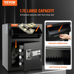 VEVOR 1.7 Cub Depository Safe, Deposit Safe with Drop Slot, Electronic Code Lock and 2 Emergency Keys, 17.71'' x