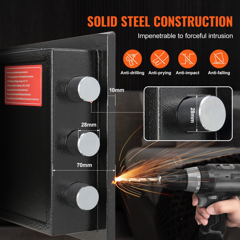 VEVOR 1.7 Cub Depository Safe, Deposit Safe with Drop Slot, Electronic Code Lock and 2 Emergency Keys, 17.71'' x
