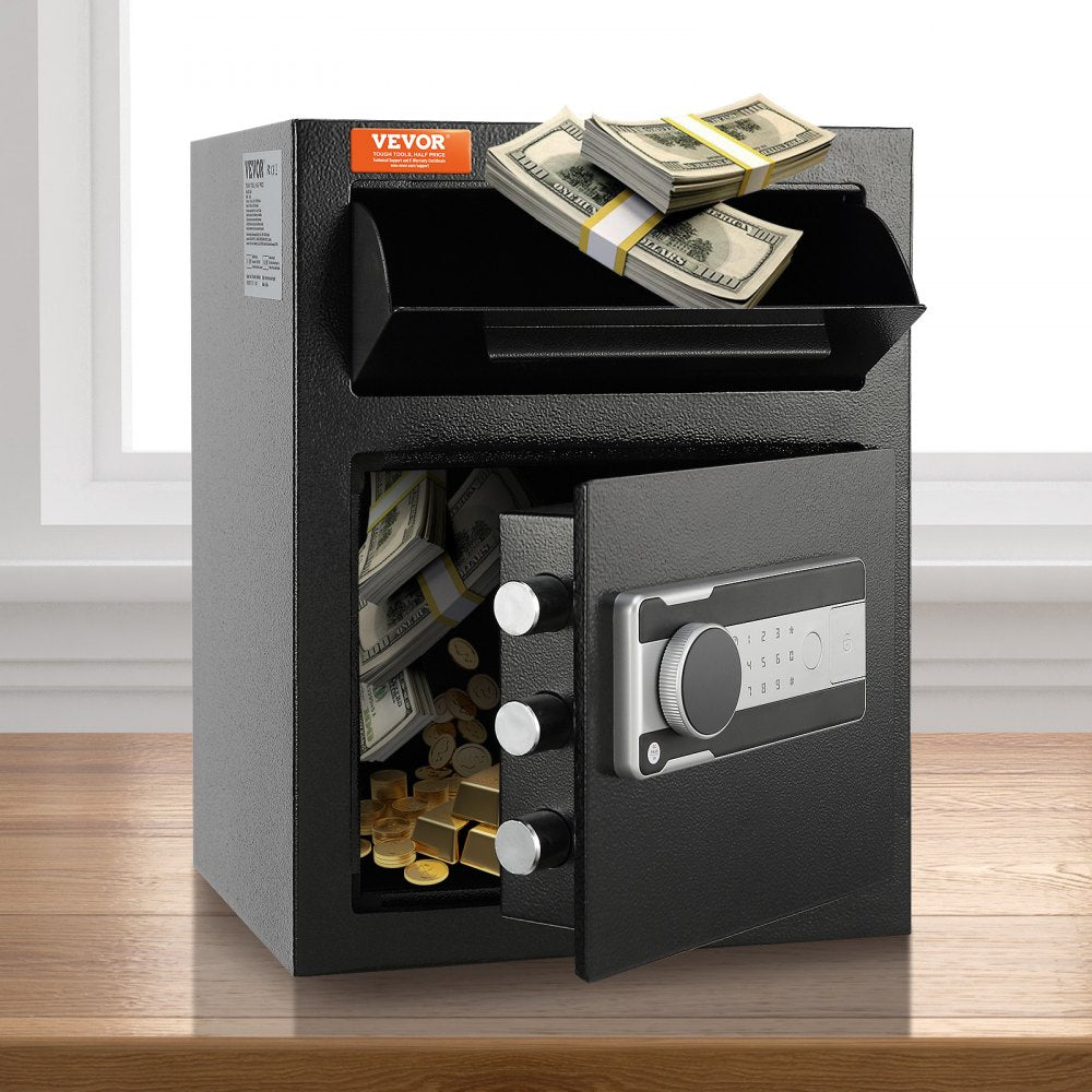 VEVOR 1.7 Cub Depository Safe, Deposit Safe with Drop Slot, Electronic Code Lock and 2 Emergency Keys, 17.71'' x