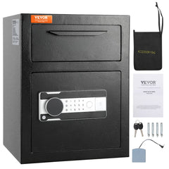 VEVOR 1.7 Cub Depository Safe, Deposit Safe with Drop Slot, Electronic Code Lock and 2 Emergency Keys, 17.71'' x