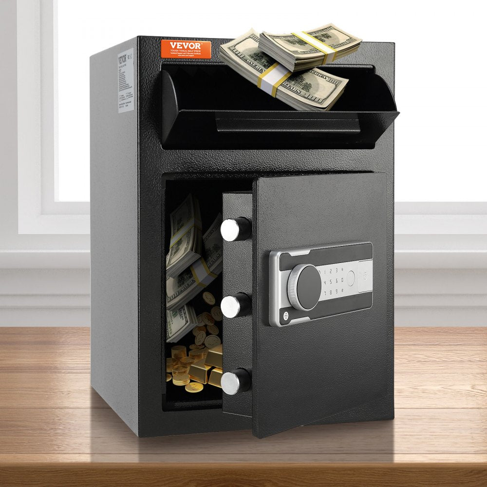 VEVOR 2.5 Cub Depository Safe, Deposit Safe with Drop Slot, Electronic Code Lock and 2 Emergency Keys, 20.27'' x