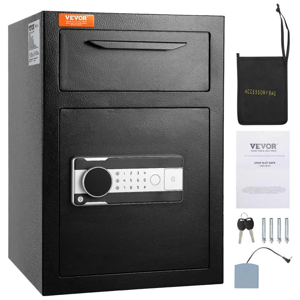 VEVOR 2.5 Cub Depository Safe, Deposit Safe with Drop Slot, Electronic Code Lock and 2 Emergency Keys, 20.27'' x
