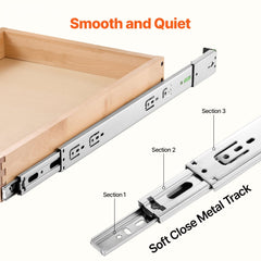 VEVOR Pull Out Cabinet Organizer, 17"W x 21"D Cabinet Drawer, Soft Close Slide out Shelf, Heavy-Duty Sliding Wood