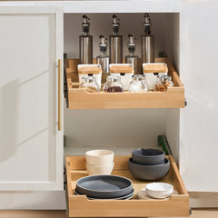 VEVOR Pull Out Cabinet Organizer, 17"W x 21"D Cabinet Drawer, Soft Close Slide out Shelf, Heavy-Duty Sliding Wood