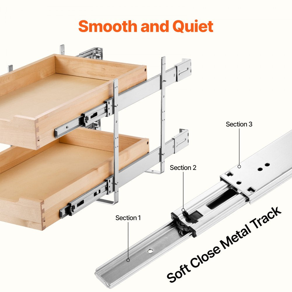 VEVOR 2 Tier Pull Out Cabinet Organizer, 14"W x 21"D Cabinet Drawer, Soft Close Slide out Shelf, Heavy-Duty Sliding
