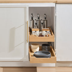 VEVOR 2 Tier Pull Out Cabinet Organizer, 14"W x 21"D Cabinet Drawer, Soft Close Slide out Shelf, Heavy-Duty Sliding