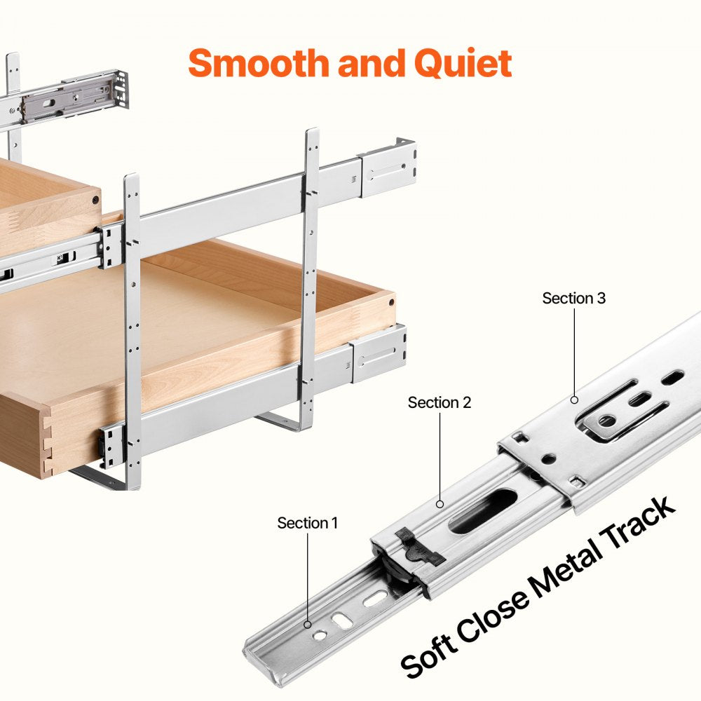 VEVOR 2 Tier Pull Out Cabinet Organizer, 20"W x 21"D Cabinet Drawer, Soft Close Slide out Shelf, Heavy-Duty Sliding