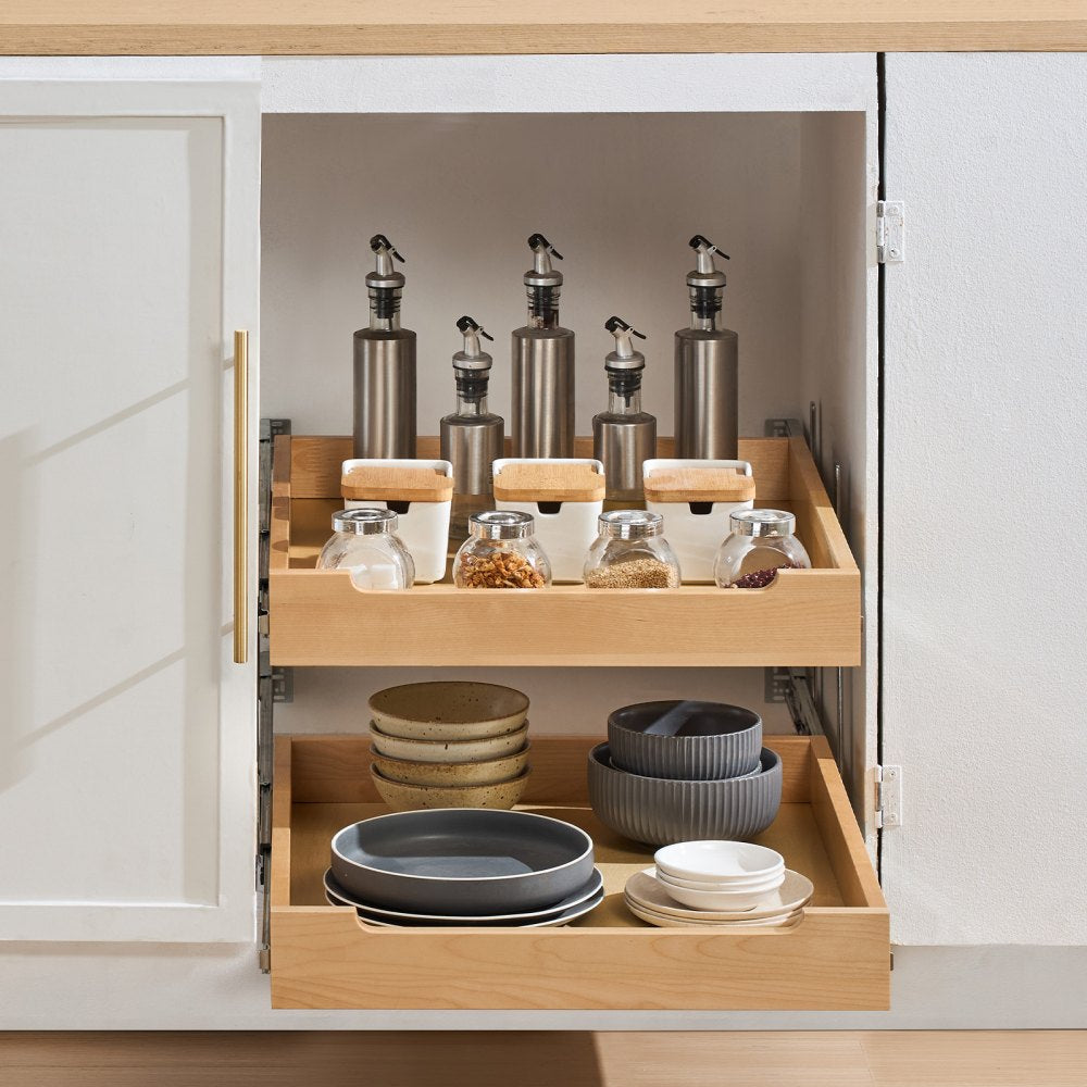 VEVOR 2 Tier Pull Out Cabinet Organizer, 20"W x 21"D Cabinet Drawer, Soft Close Slide out Shelf, Heavy-Duty Sliding