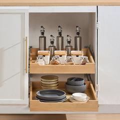 VEVOR 2 Tier Pull Out Cabinet Organizer, 20"W x 21"D Cabinet Drawer, Soft Close Slide out Shelf, Heavy-Duty Sliding