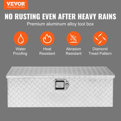 VEVOR Heavy Duty Aluminum Truck Bed Tool Box, Diamond Plate Tool Box with Side Handle and Lock Keys, Storage Tool Box