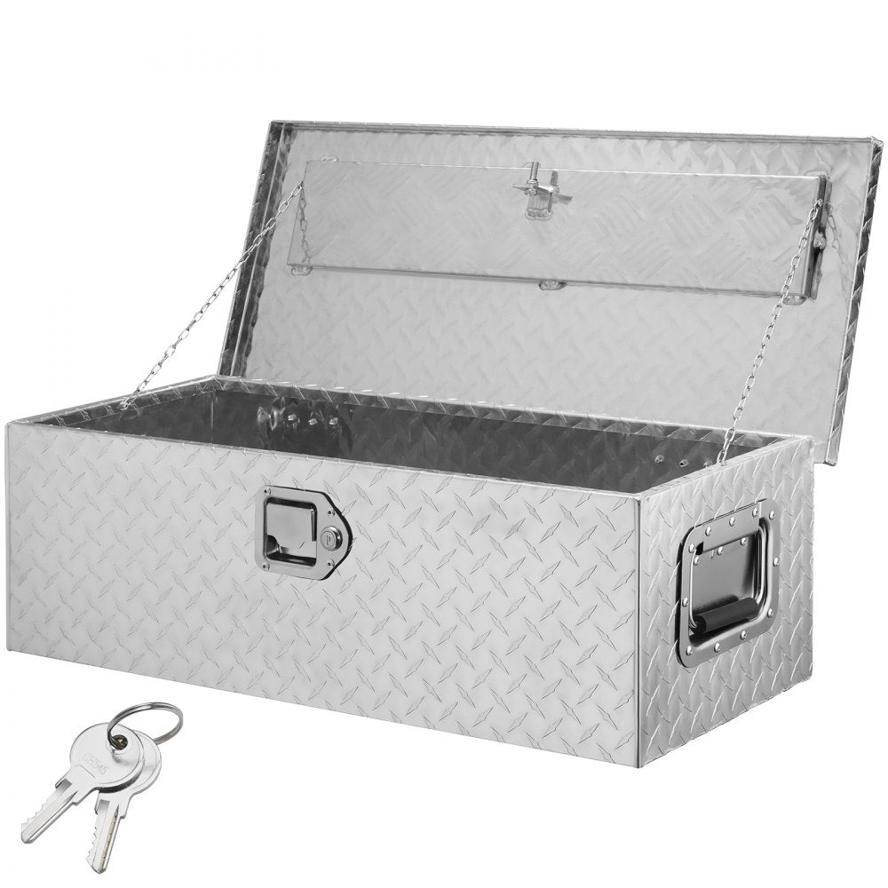 VEVOR Heavy Duty Aluminum Truck Bed Tool Box, Diamond Plate Tool Box with Side Handle and Lock Keys, Storage Tool Box