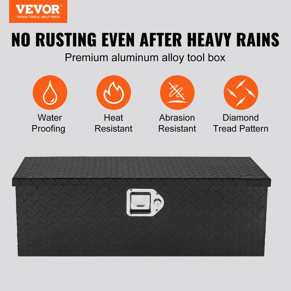 VEVOR Heavy Duty Aluminum Truck Bed Tool Box, Diamond Plate Tool Box with Side Handle and Lock Keys, Storage Tool Box