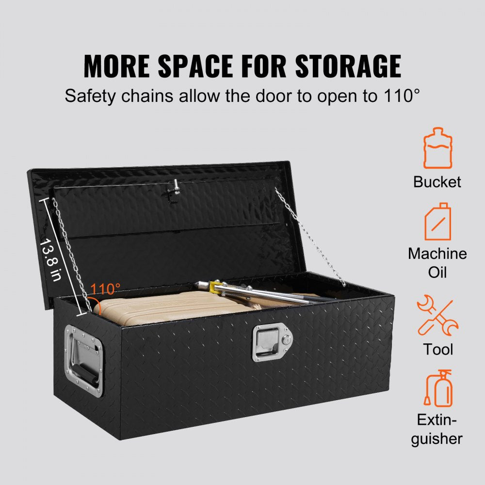 VEVOR Heavy Duty Aluminum Truck Bed Tool Box, Diamond Plate Tool Box with Side Handle and Lock Keys, Storage Tool Box