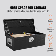 VEVOR Heavy Duty Aluminum Truck Bed Tool Box, Diamond Plate Tool Box with Side Handle and Lock Keys, Storage Tool Box