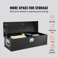 VEVOR Heavy Duty Aluminum Truck Bed Tool Box, Diamond Plate Tool Box with Side Handle and Lock Keys, Storage Tool Box