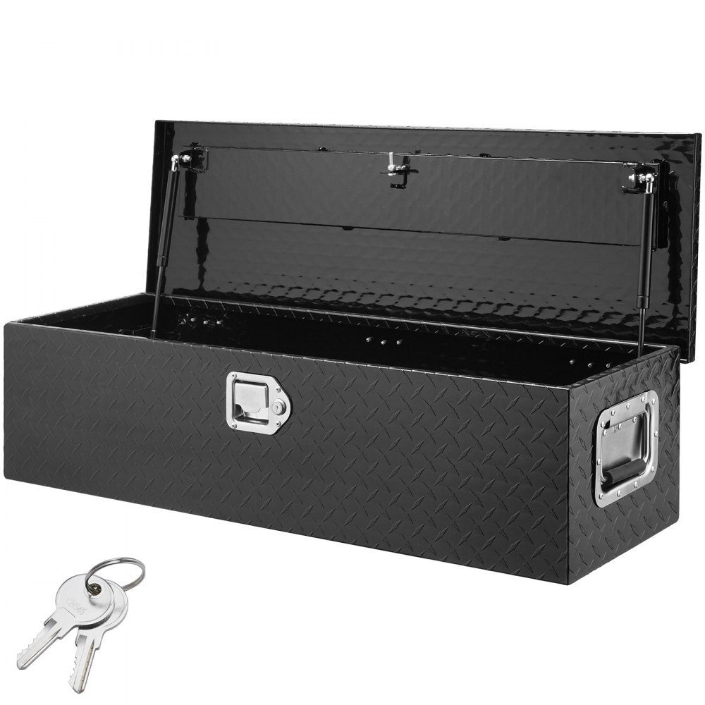 VEVOR Heavy Duty Aluminum Truck Bed Tool Box, Diamond Plate Tool Box with Side Handle and Lock Keys, Storage Tool Box