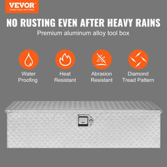 VEVOR Heavy Duty Aluminum Truck Bed Tool Box, Diamond Plate Tool Box with Side Handle and Lock Keys, Storage Tool Box