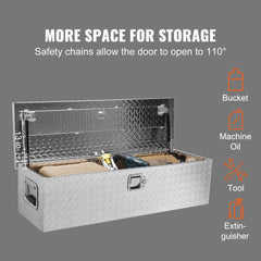 VEVOR Heavy Duty Aluminum Truck Bed Tool Box, Diamond Plate Tool Box with Side Handle and Lock Keys, Storage Tool Box