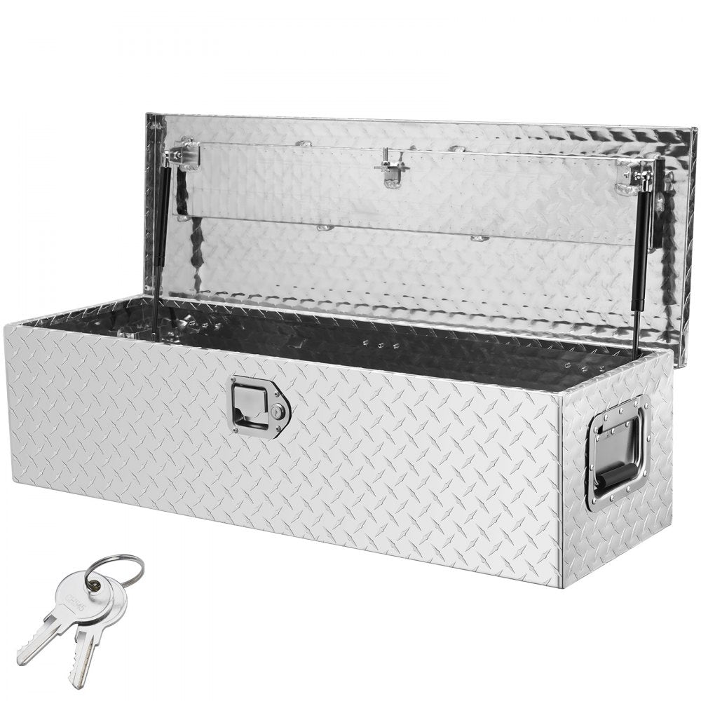 VEVOR Heavy Duty Aluminum Truck Bed Tool Box, Diamond Plate Tool Box with Side Handle and Lock Keys, Storage Tool Box