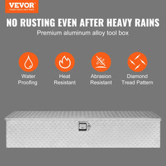 VEVOR Heavy Duty Aluminum Truck Bed Tool Box, Diamond Plate Tool Box with Side Handle and Lock Keys, Storage Tool Box