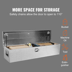VEVOR Heavy Duty Aluminum Truck Bed Tool Box, Diamond Plate Tool Box with Side Handle and Lock Keys, Storage Tool Box
