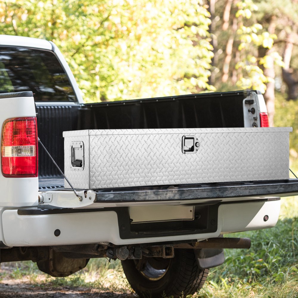 VEVOR Heavy Duty Aluminum Truck Bed Tool Box, Diamond Plate Tool Box with Side Handle and Lock Keys, Storage Tool Box
