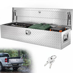 VEVOR Heavy Duty Aluminum Truck Bed Tool Box, Diamond Plate Tool Box with Side Handle and Lock Keys, Storage Tool Box