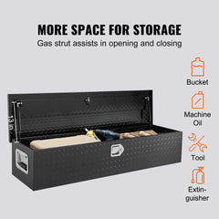 VEVOR Heavy Duty Aluminum Truck Bed Tool Box, Diamond Plate Tool Box with Side Handle and Lock Keys, Storage Tool Box