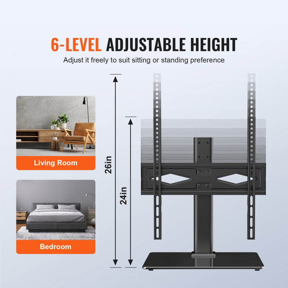 VEVOR TV Stand Mount, Swivel Universal TV Stand for 32 to 55 inch TVs, Height Adjustable Portable Floor TV Stand with
