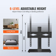 VEVOR TV Stand Mount, Swivel Universal TV Stand for 32 to 55 inch TVs, Height Adjustable Portable Floor TV Stand with