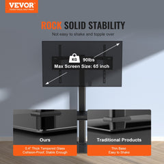 VEVOR TV Stand Mount, Swivel Tall TV Stand for 32 to 65 inch TVs, Height Adjustable Portable Floor TV Stand with