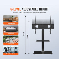 VEVOR TV Stand Mount, Swivel Tall TV Stand for 32 to 65 inch TVs, Height Adjustable Portable Floor TV Stand with