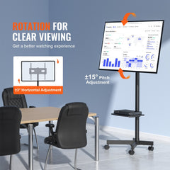 VEVOR Mobile TV Stand, Mobile TV Cart for 23 to 60 inch TVs, Height Adjustable Portable TV Stand with Wheels, with A
