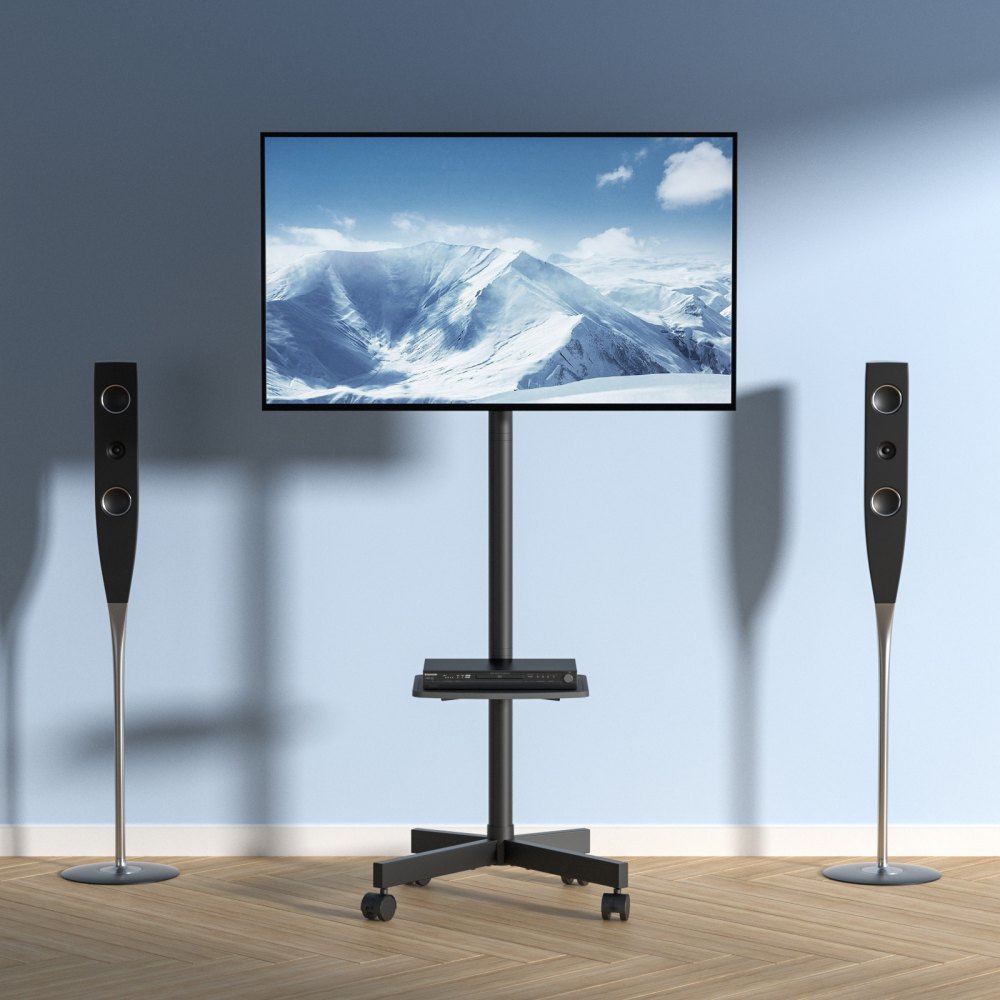 VEVOR Mobile TV Stand, Mobile TV Cart for 23 to 60 inch TVs, Height Adjustable Portable TV Stand with Wheels, with A