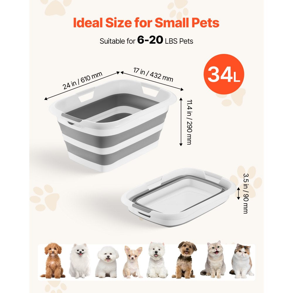 VEVOR Dog Bathtub, Collapsible Dog Bath Tub, Pet Bathing Grooming Wash Shower Station, Portable Space-saving & Stable
