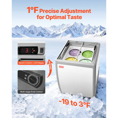 VEVOR Commercial Ice Cream Display Case, 5.6 Cu.ft Chest Freezer, Restaurant Gelato Dipping Cabinet Top Deep Freezer
