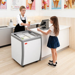 VEVOR Commercial Ice Cream Display Case, 5.6 Cu.ft Chest Freezer, Restaurant Gelato Dipping Cabinet Top Deep Freezer