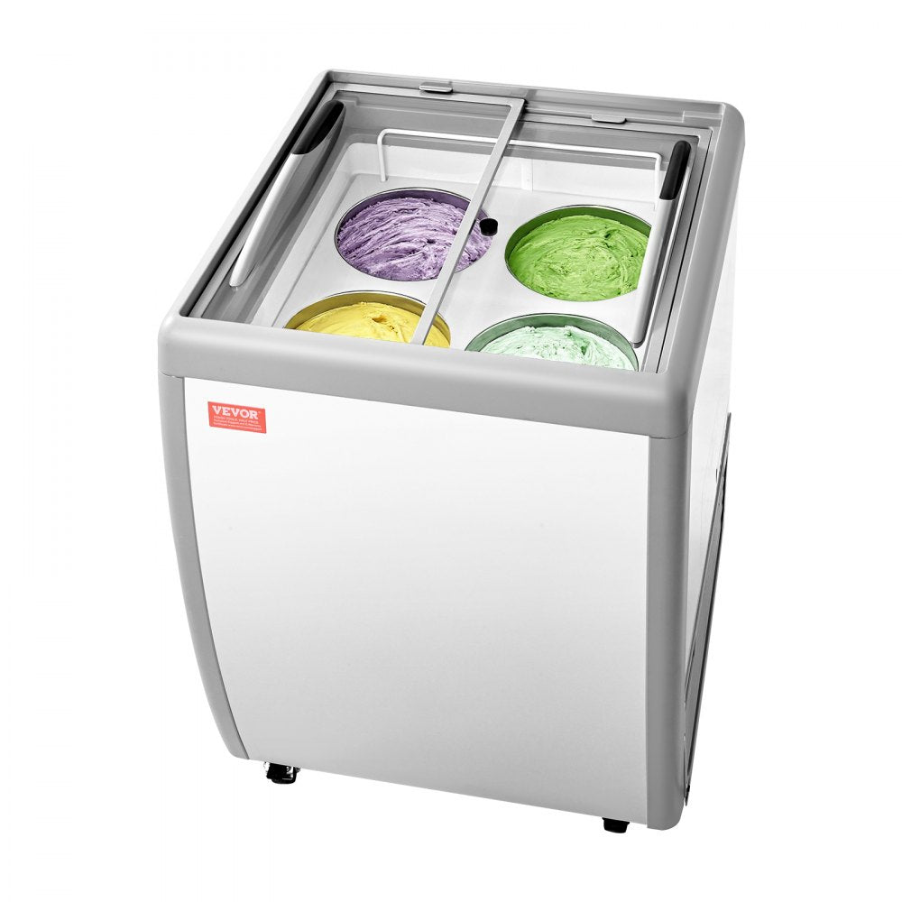VEVOR Commercial Ice Cream Display Case, 5.6 Cu.ft Chest Freezer, Restaurant Gelato Dipping Cabinet Top Deep Freezer