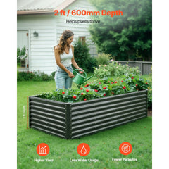 VEVOR Metal Raised Garden Bed, 8 x 4 x 2 ft Outdoor Galvanized Planter Garden Box, Open Bottom Design, Large Planter
