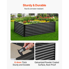 VEVOR Metal Raised Garden Bed, 8 x 4 x 2 ft Outdoor Galvanized Planter Garden Box, Open Bottom Design, Large Planter