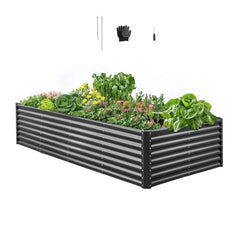 VEVOR Metal Raised Garden Bed, 8 x 4 x 2 ft Outdoor Galvanized Planter Garden Box, Open Bottom Design, Large Planter