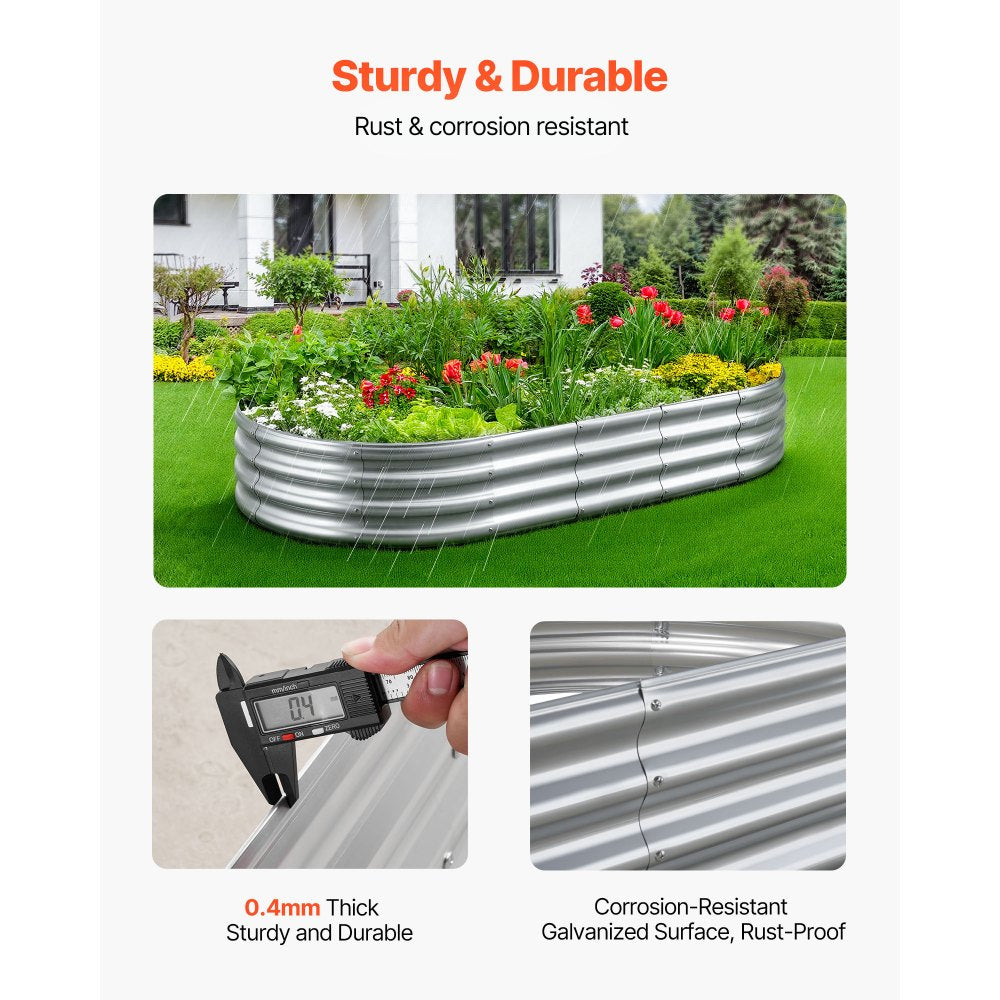 VEVOR Metal Raised Garden Bed, 6 x 3 x 1 ft Outdoor Galvanized Planter Garden Box, Open Bottom Design, Large Planter