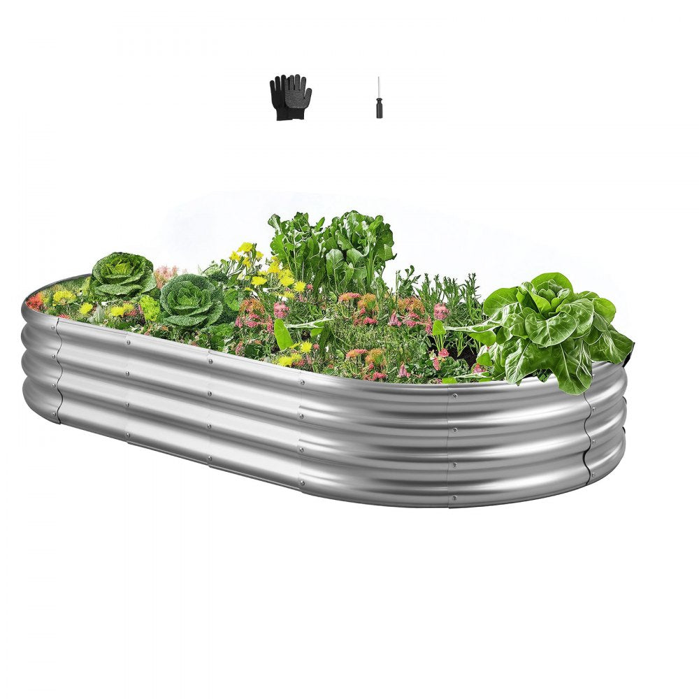 VEVOR Metal Raised Garden Bed, 6 x 3 x 1 ft Outdoor Galvanized Planter Garden Box, Open Bottom Design, Large Planter