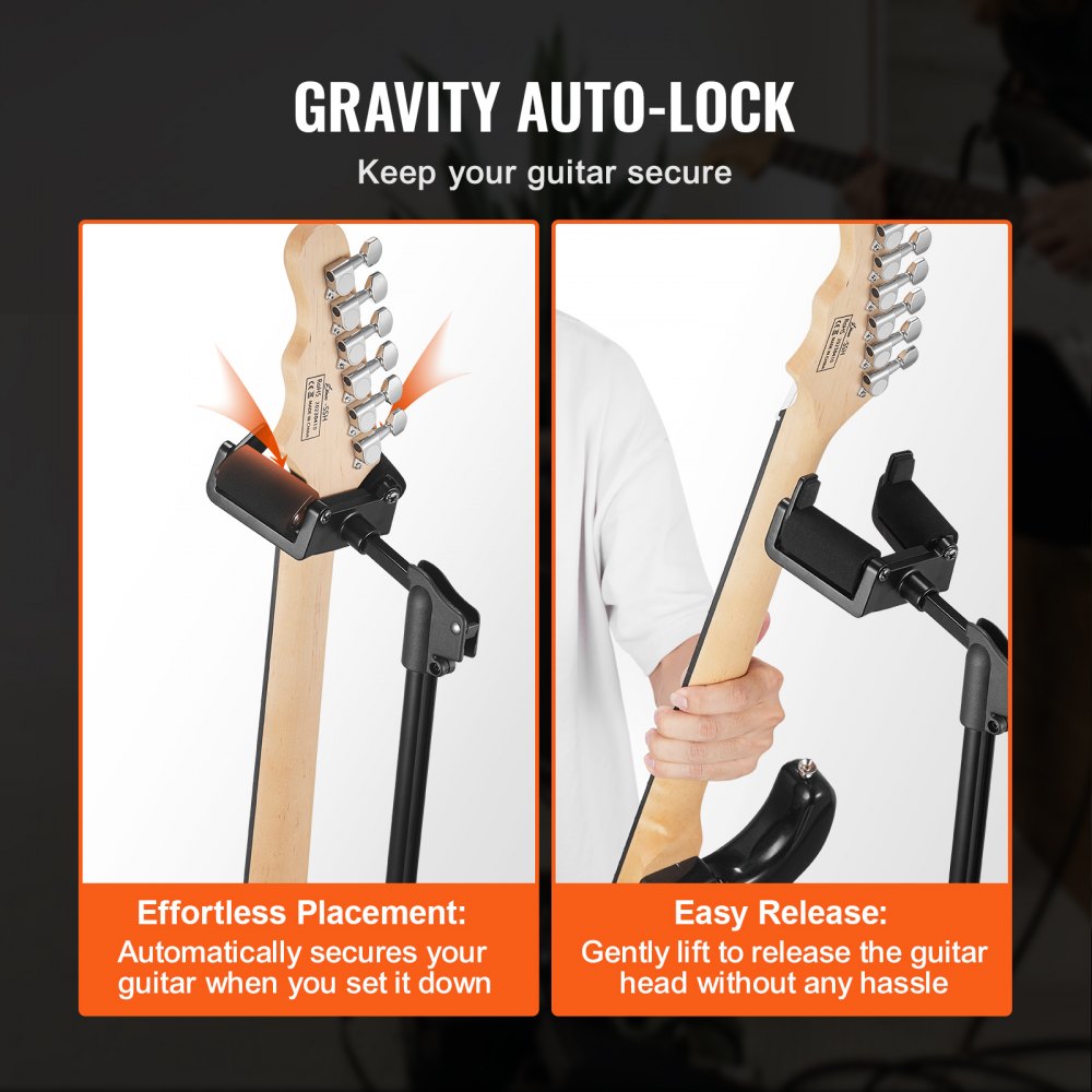 VEVOR Tripod Guitar Stand, 33 lbs/15 kg Load Capacity, Floor-Standing Foldable Guitar Stand Display Rack with 35.4-47.2