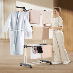 VEVOR Clothes Drying Rack, 4-Tier Foldable Laundry Dryer Rack, Metal Drying Racks with 24 Drying Rods, Free-Standing